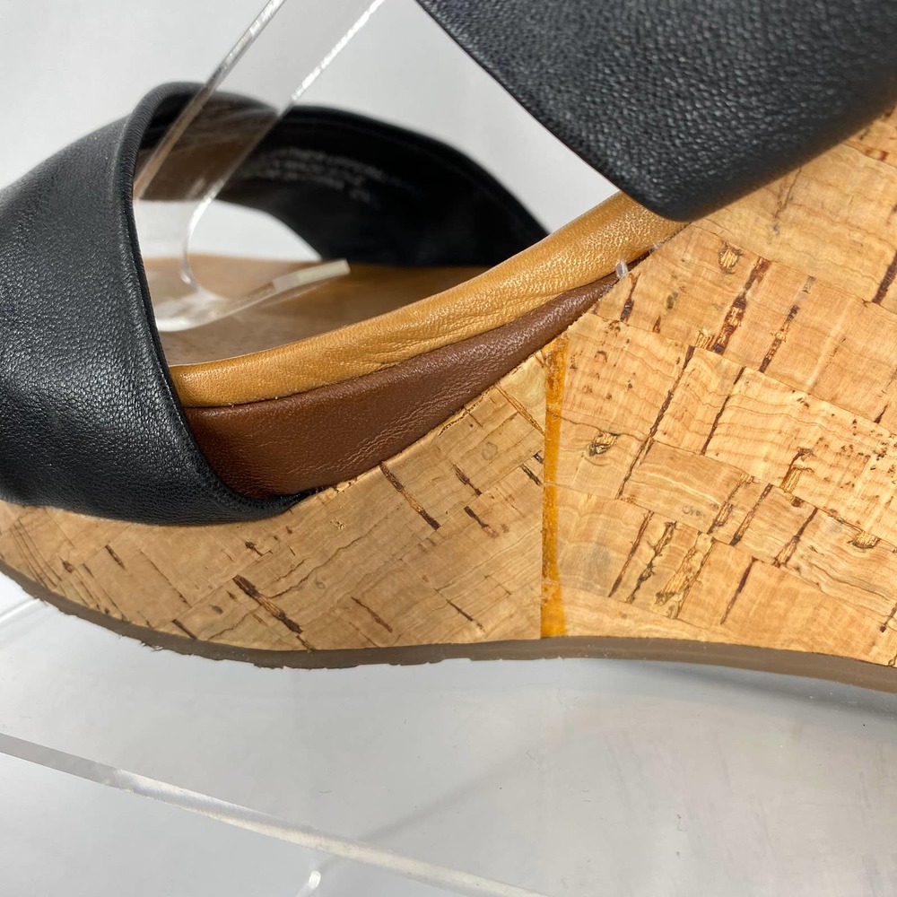 Corso Como Cork Wedge Sandals Black Brown Leather Platform Colorblock 8.5 - Picture 6 of 9